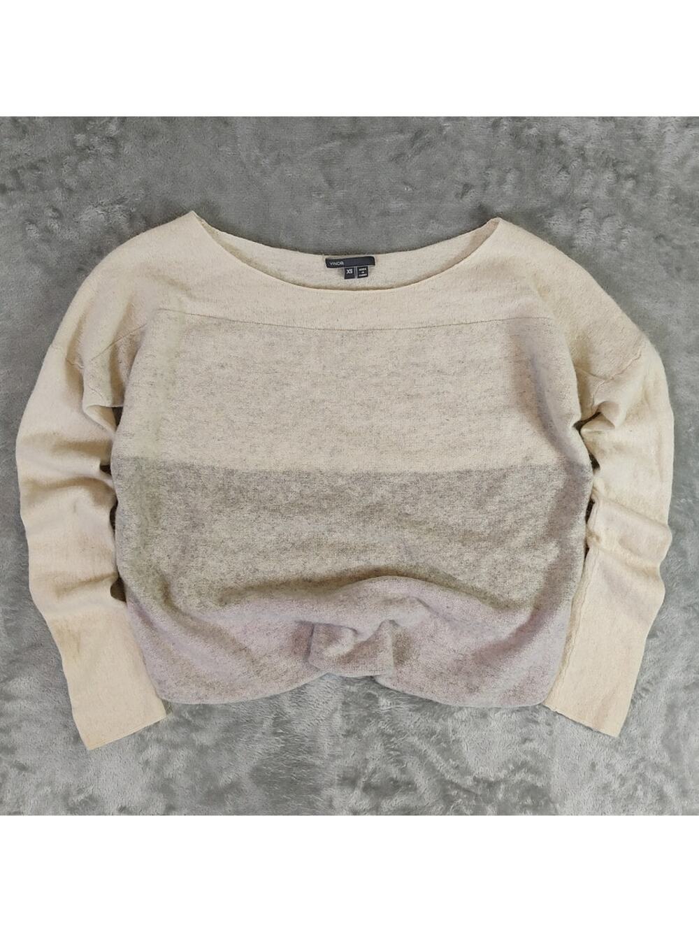 Vince scoop neck 100% cashmere stripe casual lightweight sweater womens XS